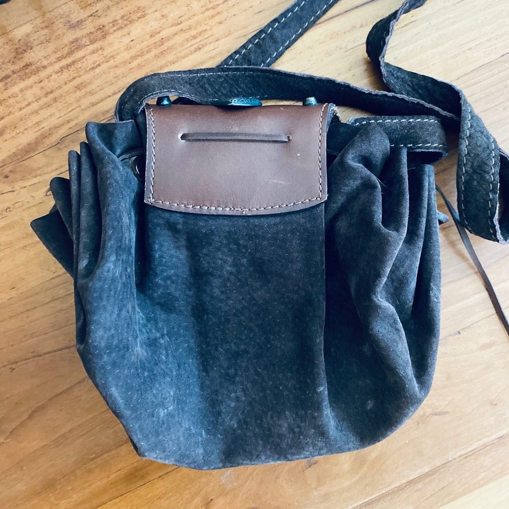 Vintage leather crossbody pouchette bag - Picture 2 of 4